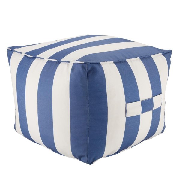 Jaipur Living Chatham Indoor & Outdoor Striped Blue & White Cuboid Pouf POF100489